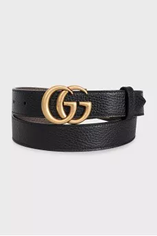 Brown leather double-sided belt