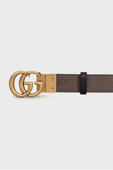 Brown leather double-sided belt
