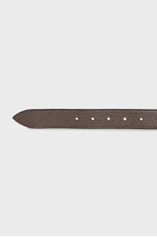 Brown leather double-sided belt