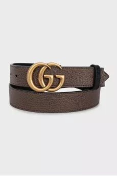 Brown leather double-sided belt