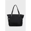 Zippered shopper with leather handles