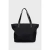 Zippered shopper with leather handles