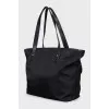 Zippered shopper with leather handles