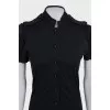 Black dress with a ribbed hem