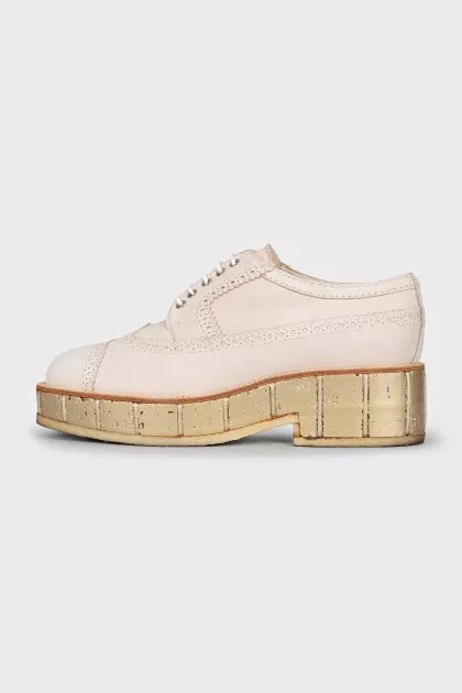 Leather derby shoes with gold soles