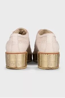 Leather derby shoes with gold soles