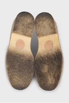 Leather derby shoes with gold soles