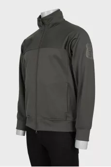 Men's zip-up hoodie with logo on the sleeve