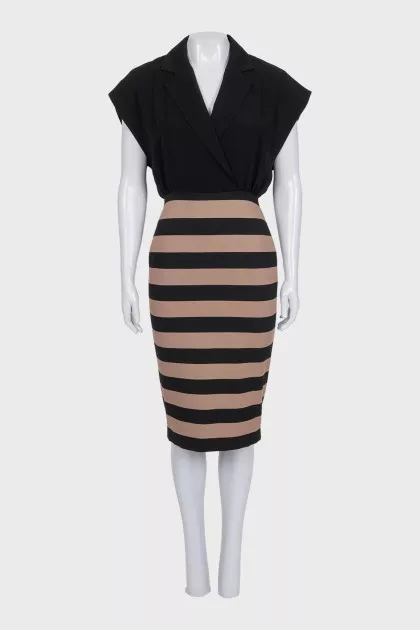 Fitted striped dress with tag