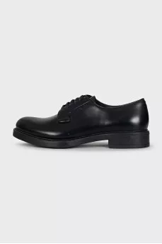 Men's black leather lace-up shoes