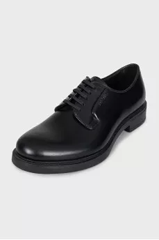 Men's black leather lace-up shoes