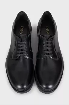 Men's black leather lace-up shoes