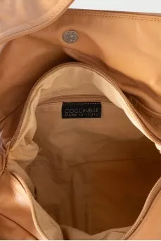 Leather shoulder bag with zipper