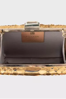 Gold leather clutch with chain