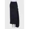 Asymmetrical wool skirt with a slit