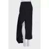 Asymmetrical wool skirt with a slit