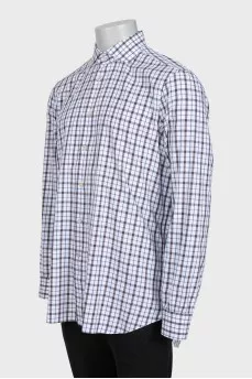 Men's straight-cut shirt with a plaid print