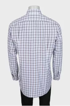 Men's straight-cut shirt with a plaid print