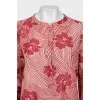 Red loose printed blouse