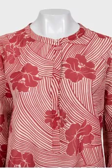 Red loose printed blouse