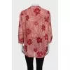 Red loose printed blouse