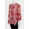 Red loose printed blouse