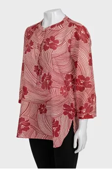 Red loose printed blouse