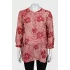 Red loose printed blouse