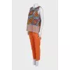 Orange printed suit