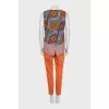 Orange printed suit