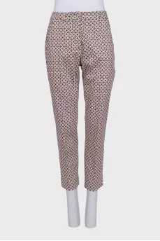 Tapered trousers with a printed pattern, mid-rise