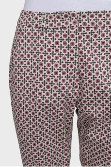 Tapered trousers with a printed pattern, mid-rise