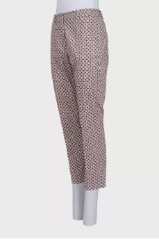 Tapered trousers with a printed pattern, mid-rise