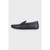 Men's black leather moccasins
