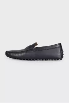 Men's black leather moccasins