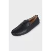Men's black leather moccasins