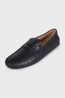 Men's black leather moccasins