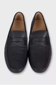 Men's black leather moccasins