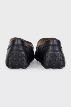 Men's black leather moccasins