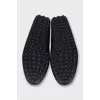 Men's black leather moccasins