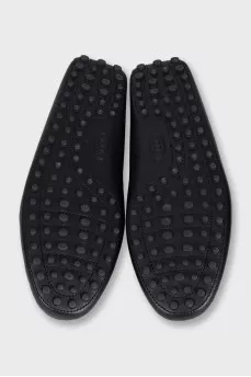 Men's black leather moccasins