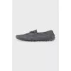 Men's gray suede loafers