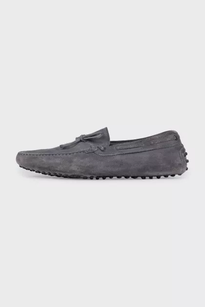 Men's gray suede loafers