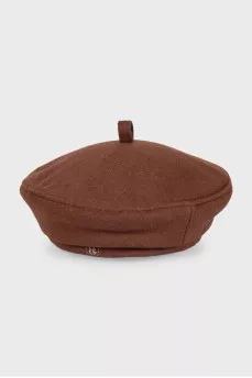 Brown beret with logo
