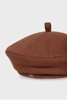 Brown beret with logo