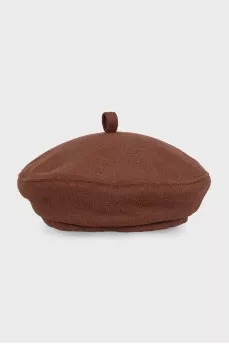 Brown beret with logo