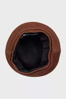 Brown beret with logo