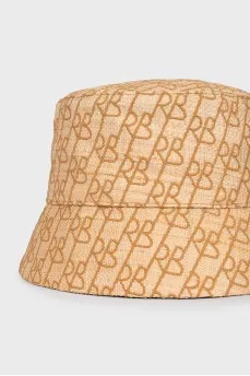 Straw Panama hat with embroidered logo