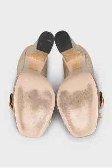 Золотистые кожаные туфли Marmont