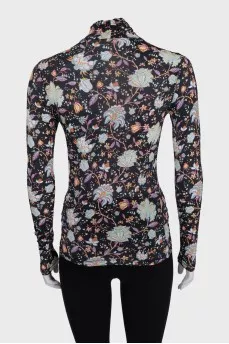 Black turtleneck with floral print